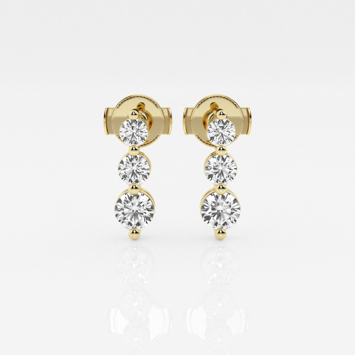 Kylee - Cascading Three-Stone Elegance Earrings
