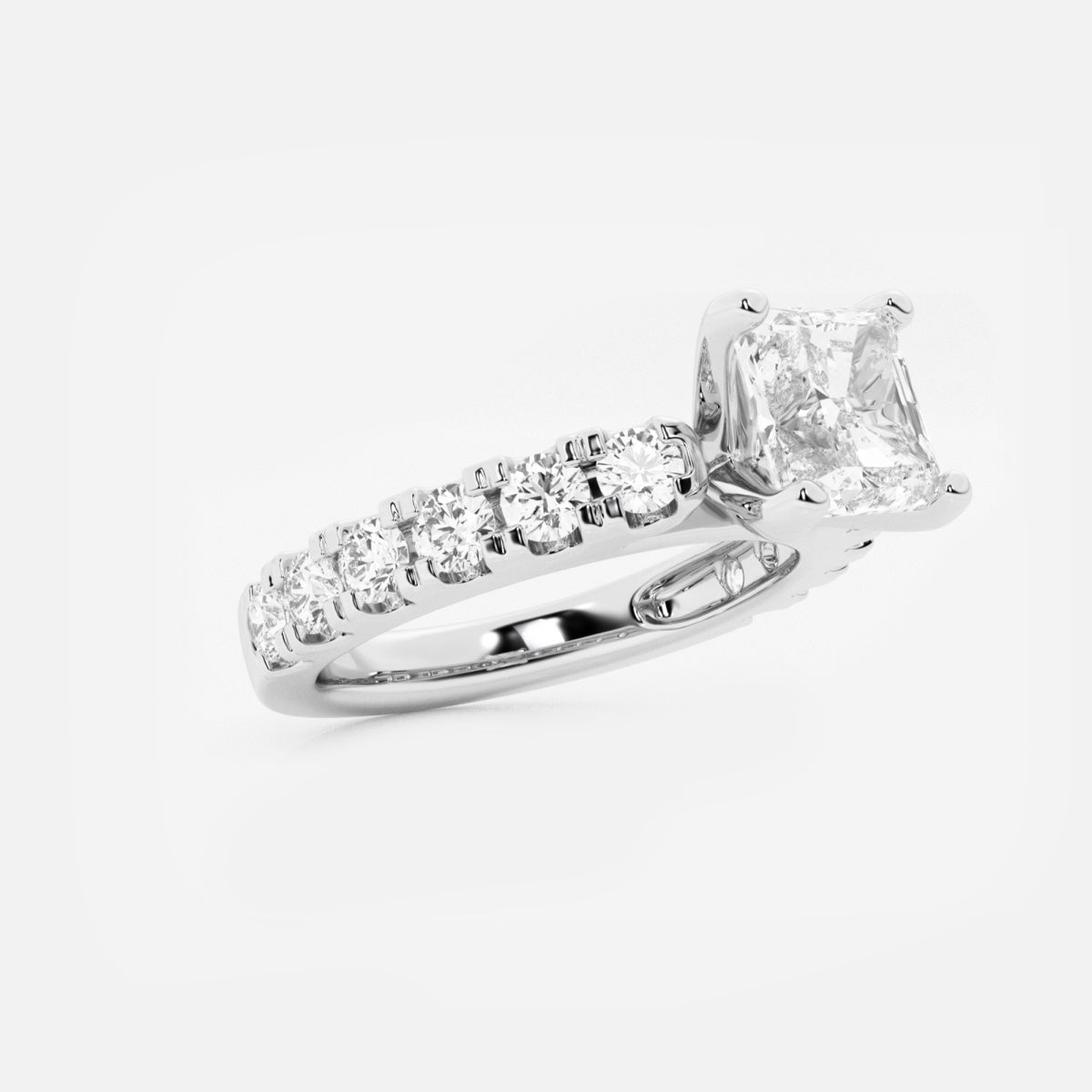 Aurora - Split Prong Side Stones Engagement Ring