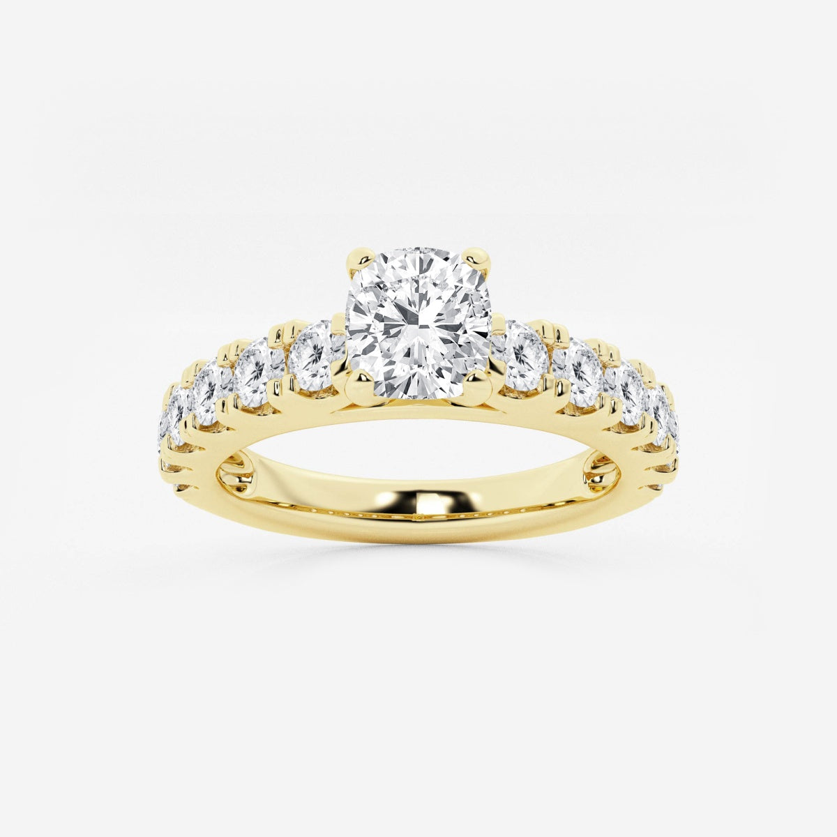 Aurora - Split Prong Side Stones Engagement Ring