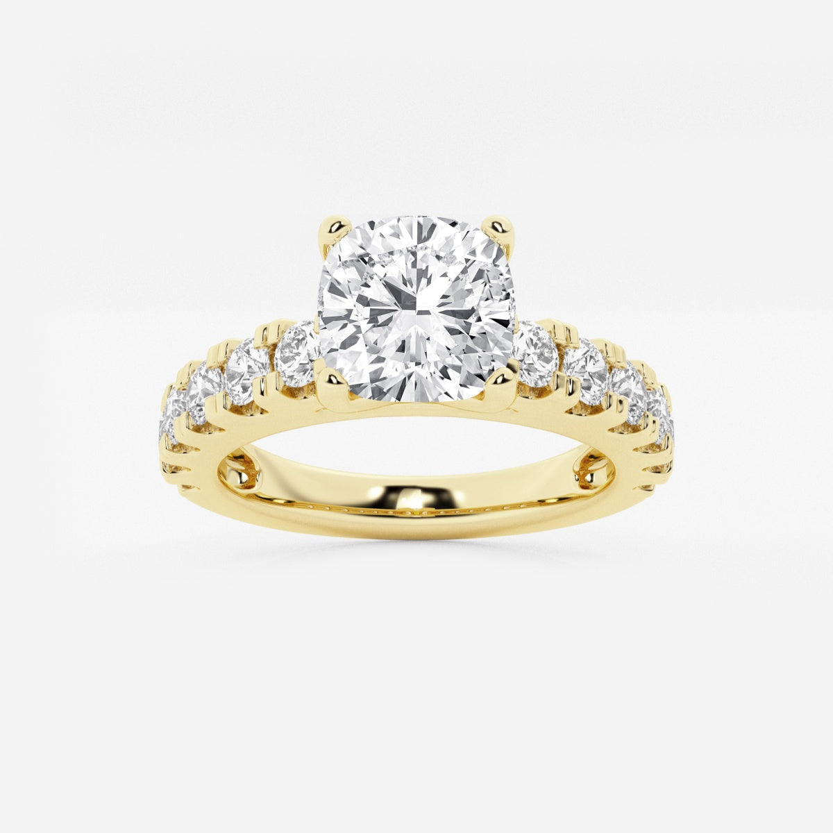 Aurora - Split Prong Side Stones Engagement Ring