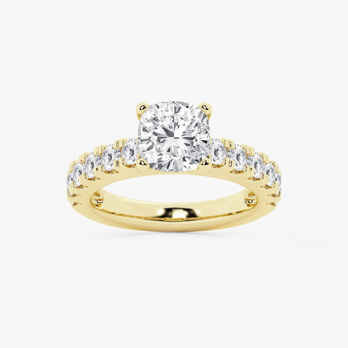 Aurora - Split Prong Side Stones Engagement Ring