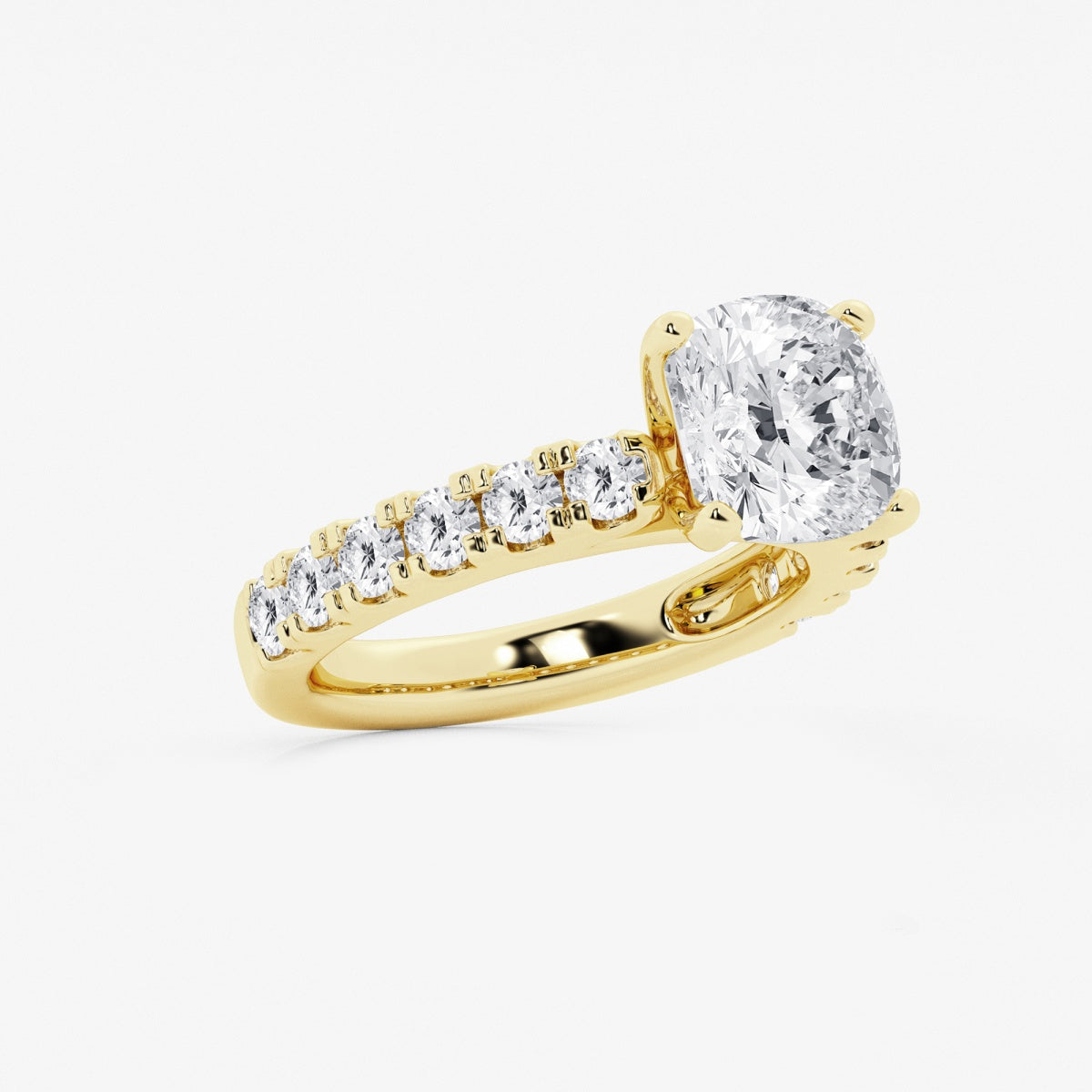 Aurora - Split Prong Side Stones Engagement Ring