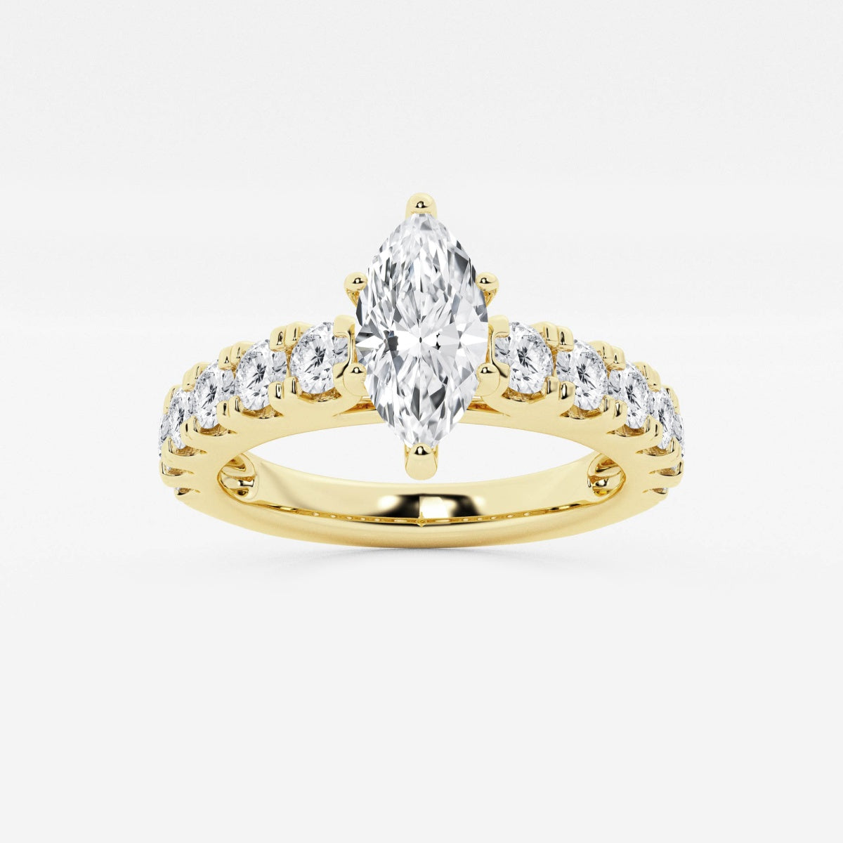 Aurora - Split Prong Side Stones Engagement Ring