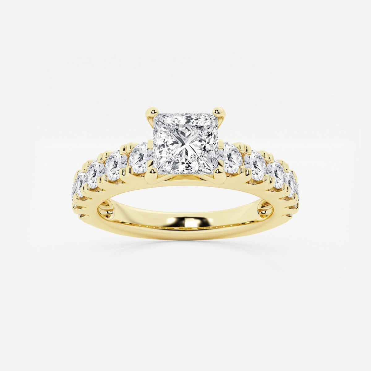 Aurora - Split Prong Side Stones Engagement Ring