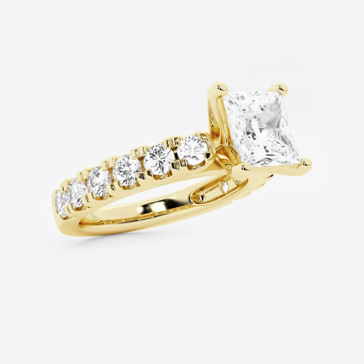 Aurora - Split Prong Side Stones Engagement Ring