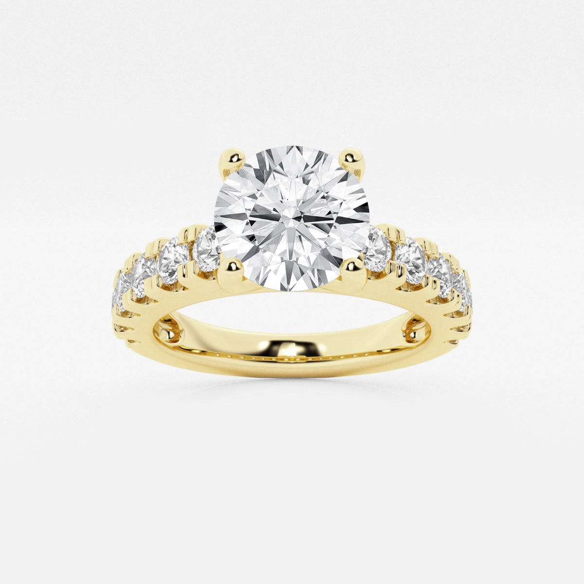 Aurora - Split Prong Side Stones Engagement Ring