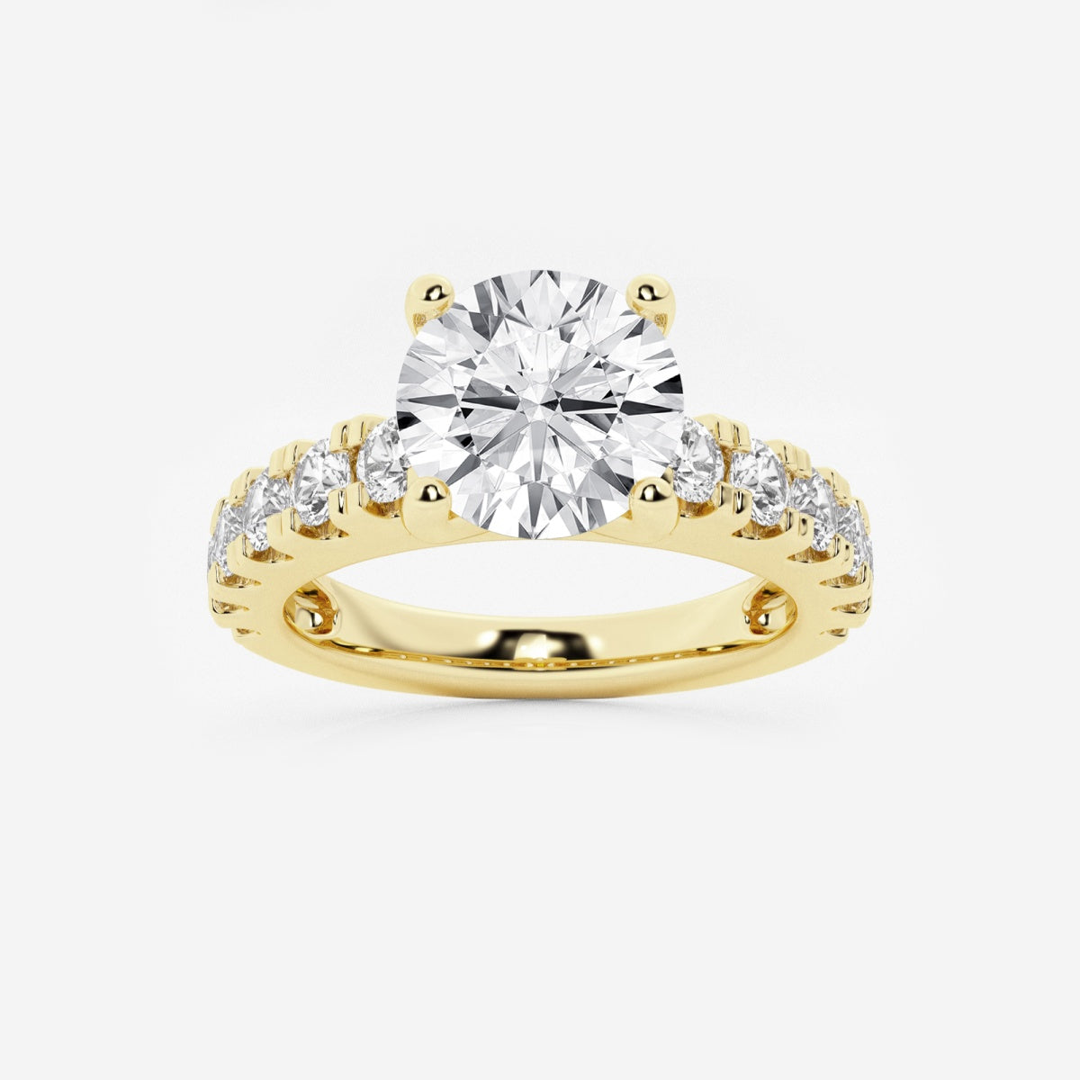 Aurora - Split Prong Side Stones Engagement Ring
