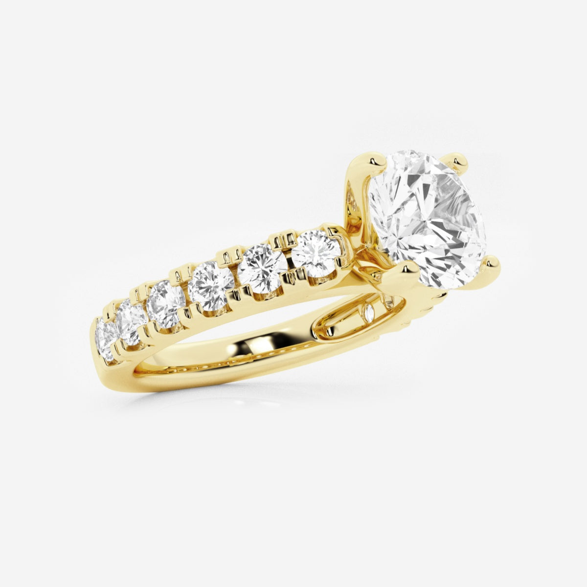 Aurora - Split Prong Side Stones Engagement Ring