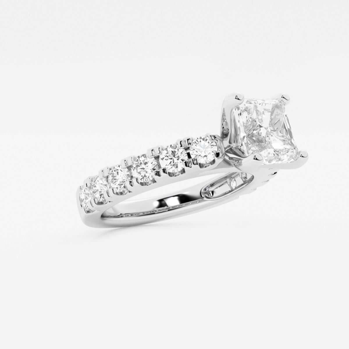 Aurora - Split Prong Side Stones Engagement Ring