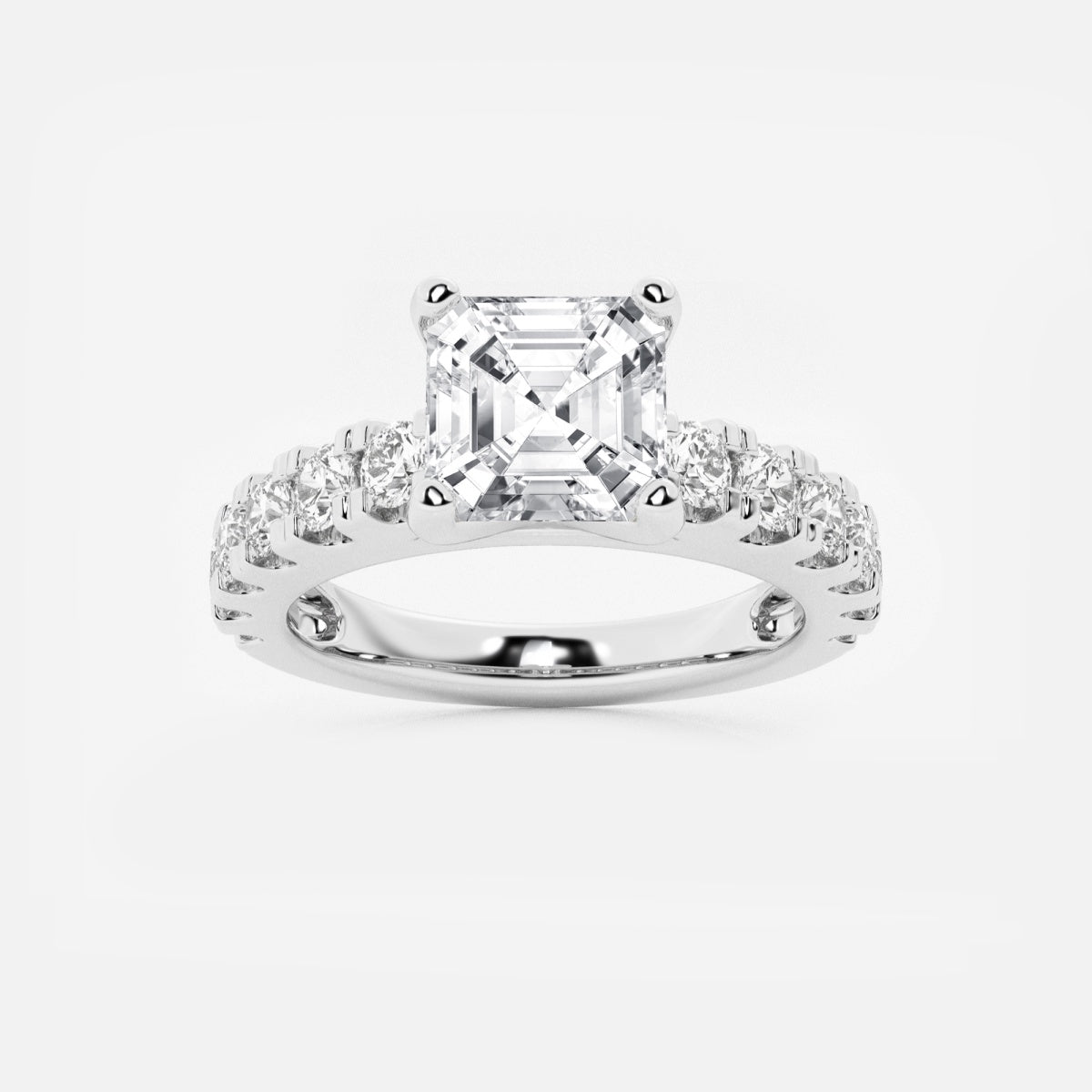 Aurora - Split Prong Side Stones Engagement Ring
