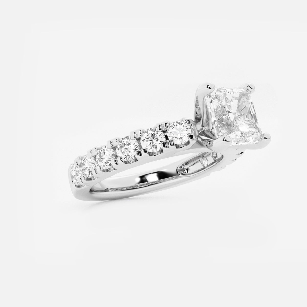 Aurora - Split Prong Side Stones Engagement Ring