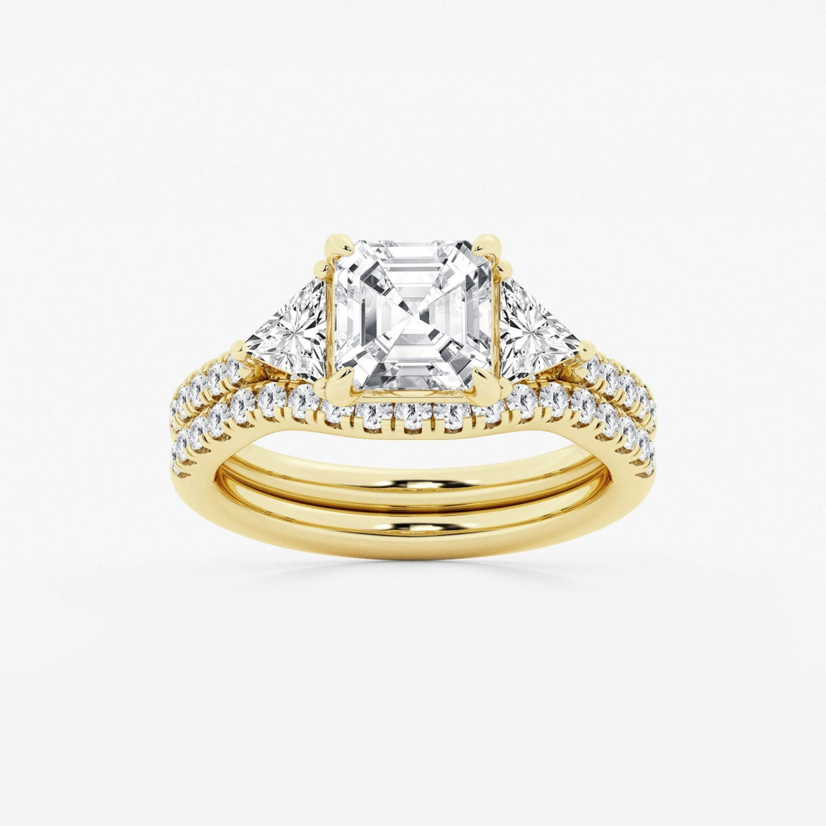 Isla - Three-Stone Bridal Set Engagement Ring