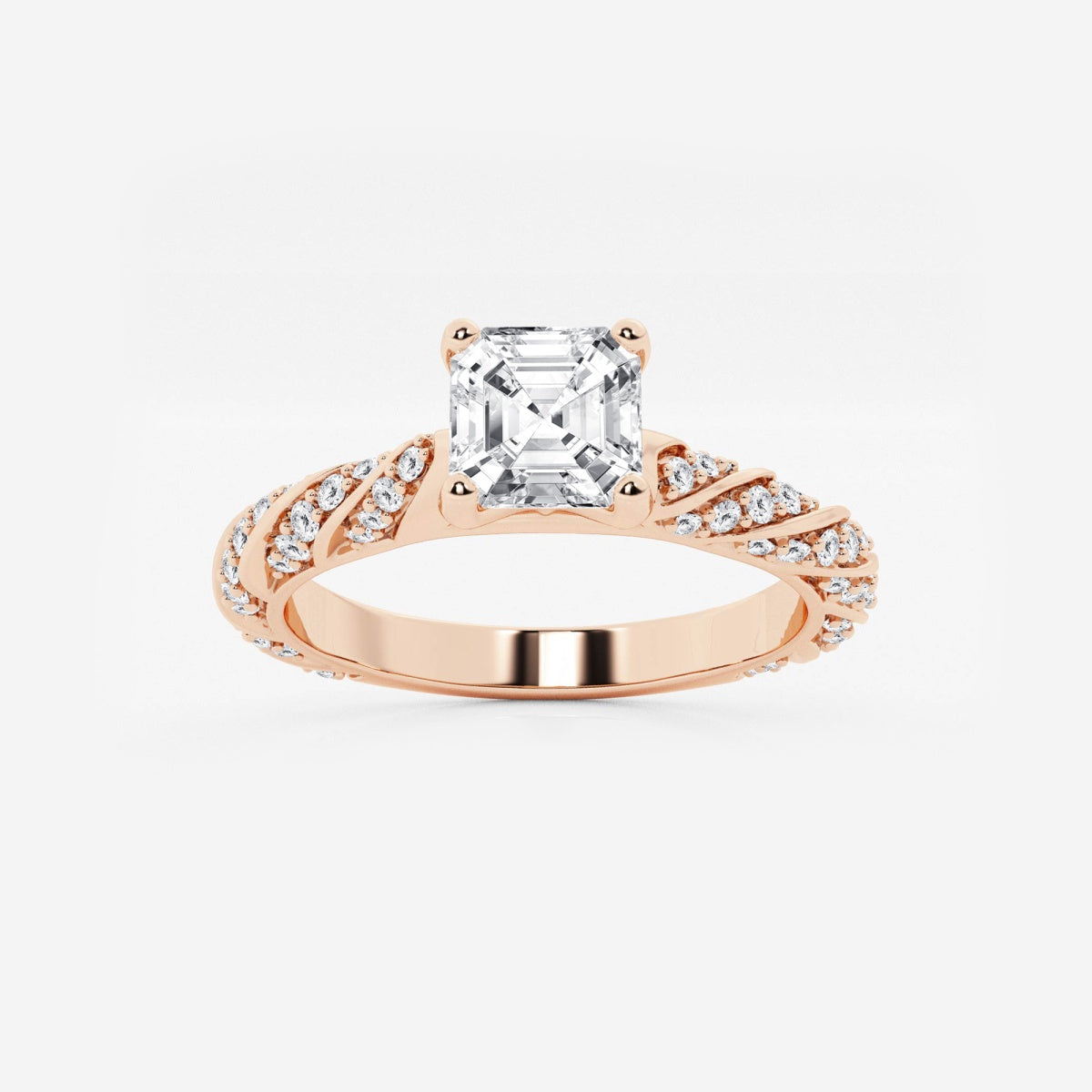 Lila - Ribbon Side Stones Engagement Ring