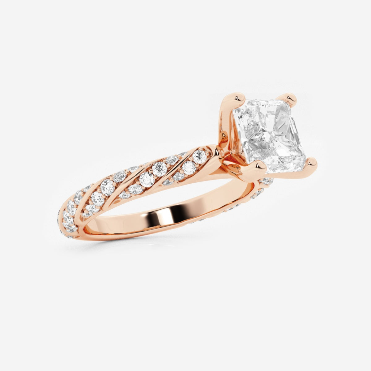 Lila - Ribbon Side Stones Engagement Ring