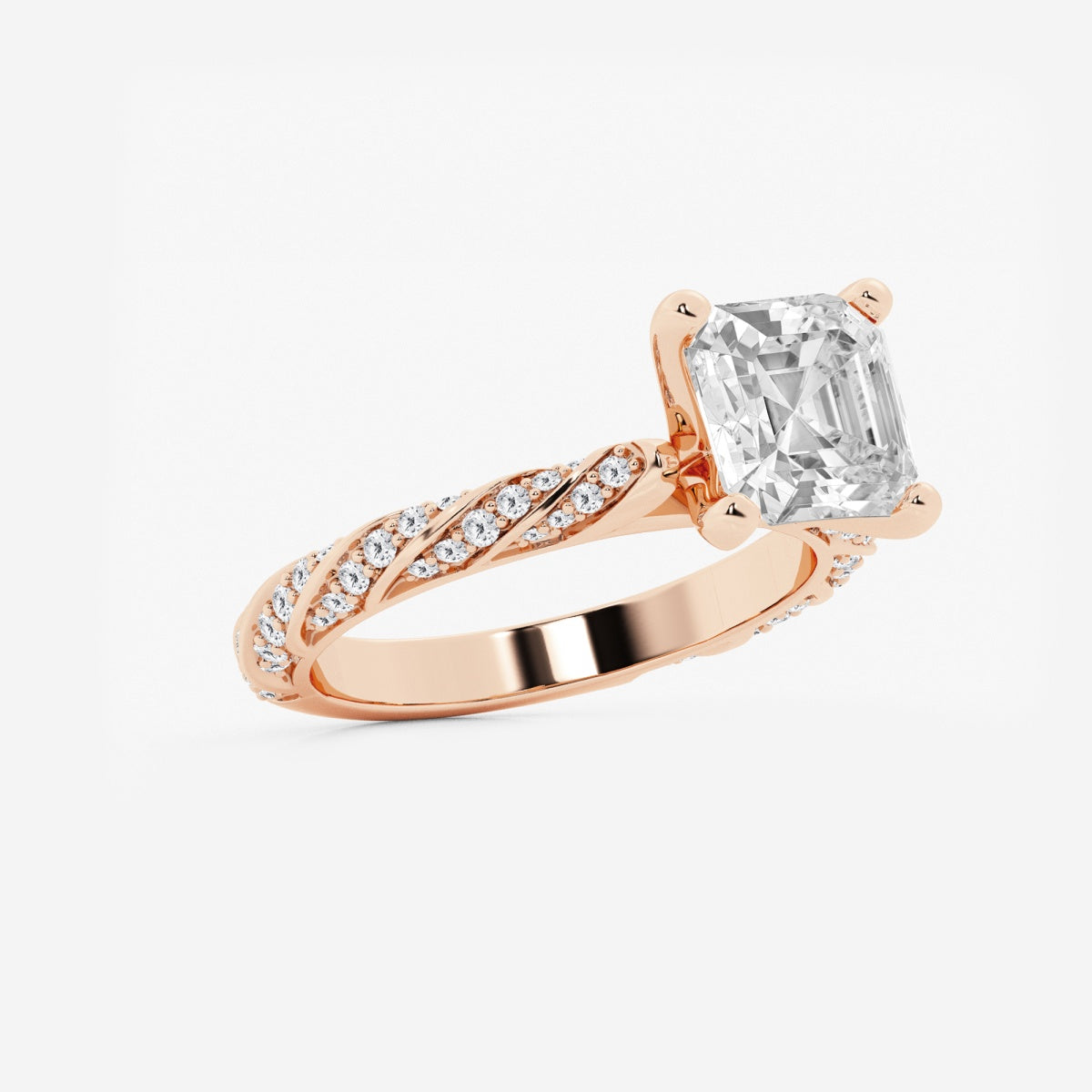 Lila - Ribbon Side Stones Engagement Ring