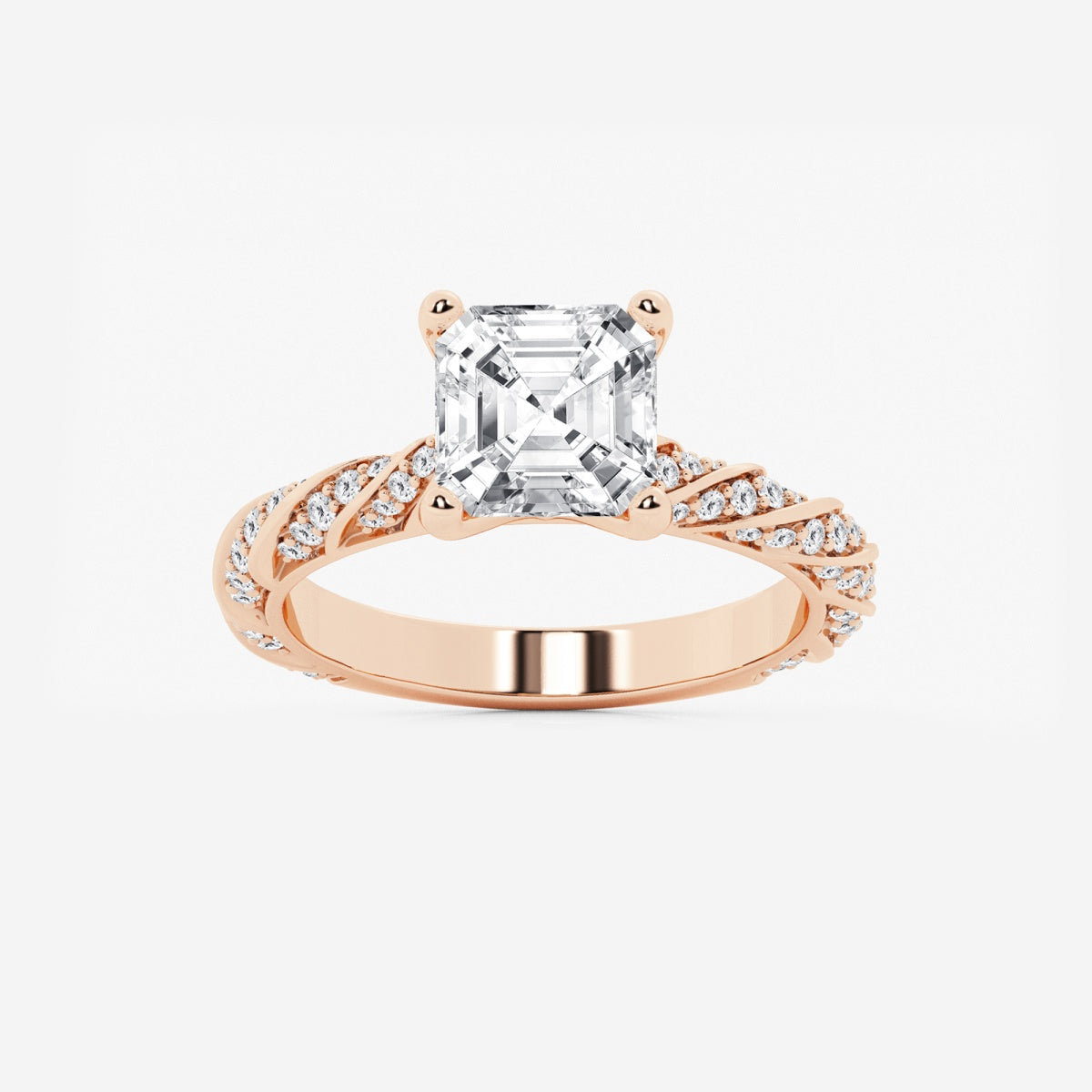 Lila - Ribbon Side Stones Engagement Ring