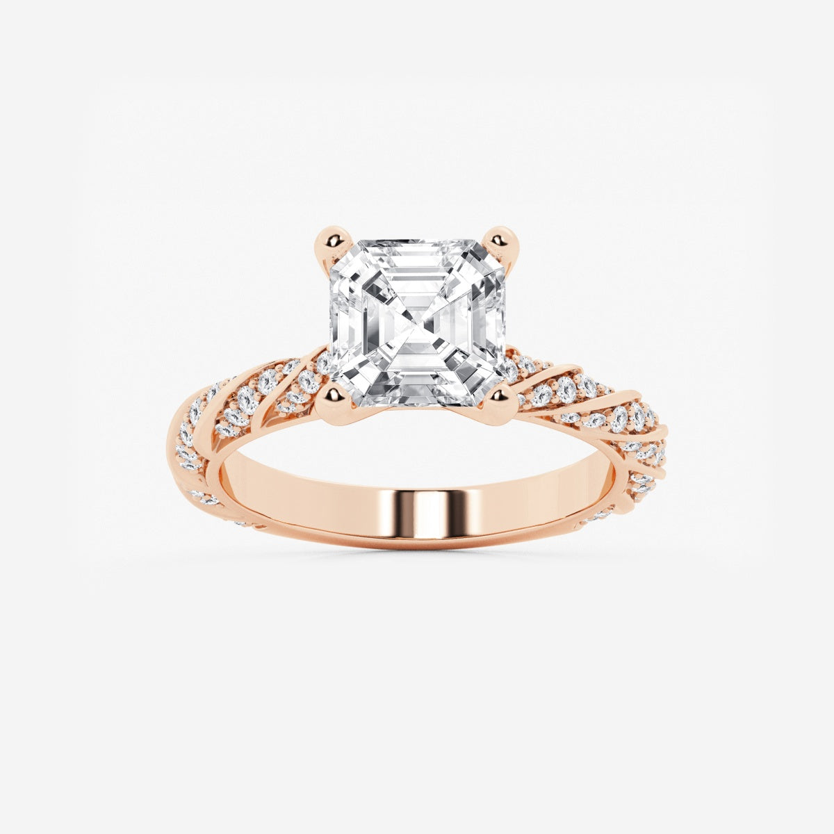 Lila - Ribbon Side Stones Engagement Ring