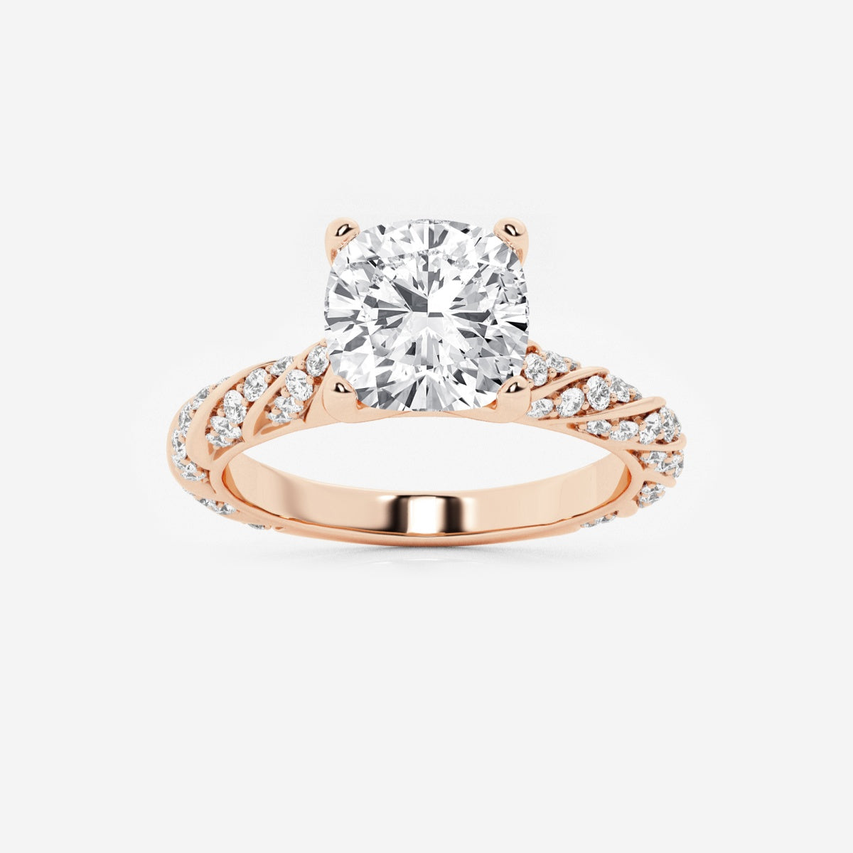 Lila - Ribbon Side Stones Engagement Ring