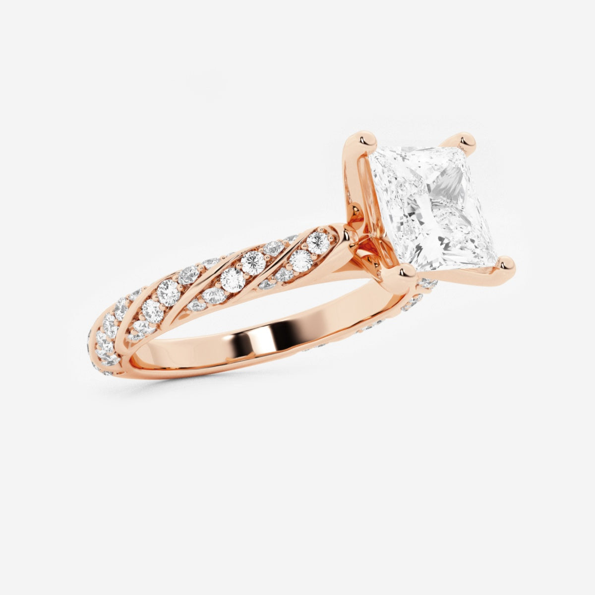 Lila - Ribbon Side Stones Engagement Ring