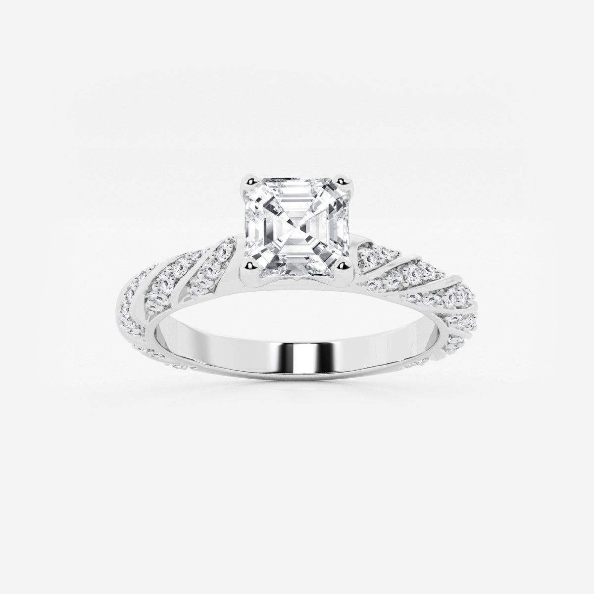 Lila - Ribbon Side Stones Engagement Ring