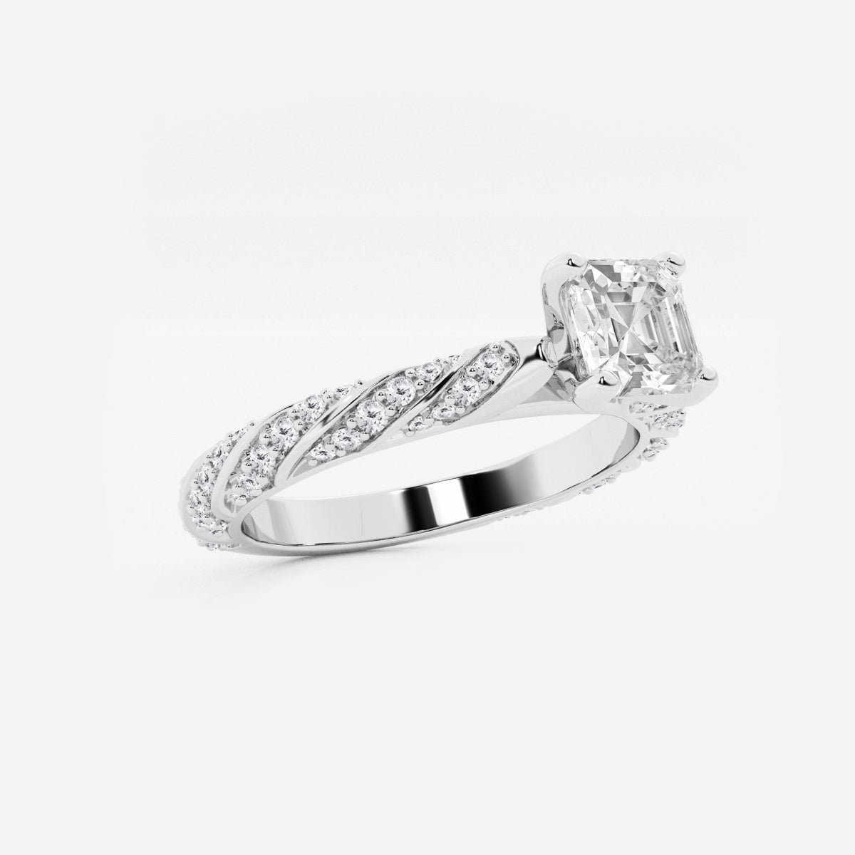 Lila - Ribbon Side Stones Engagement Ring