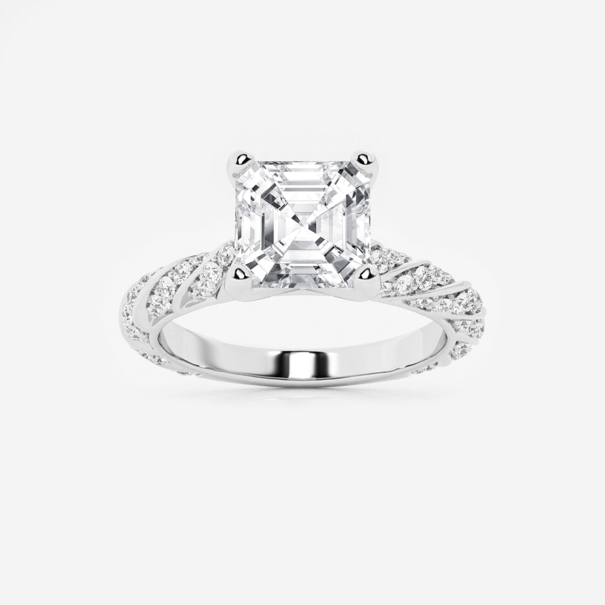 Lila - Ribbon Side Stones Engagement Ring