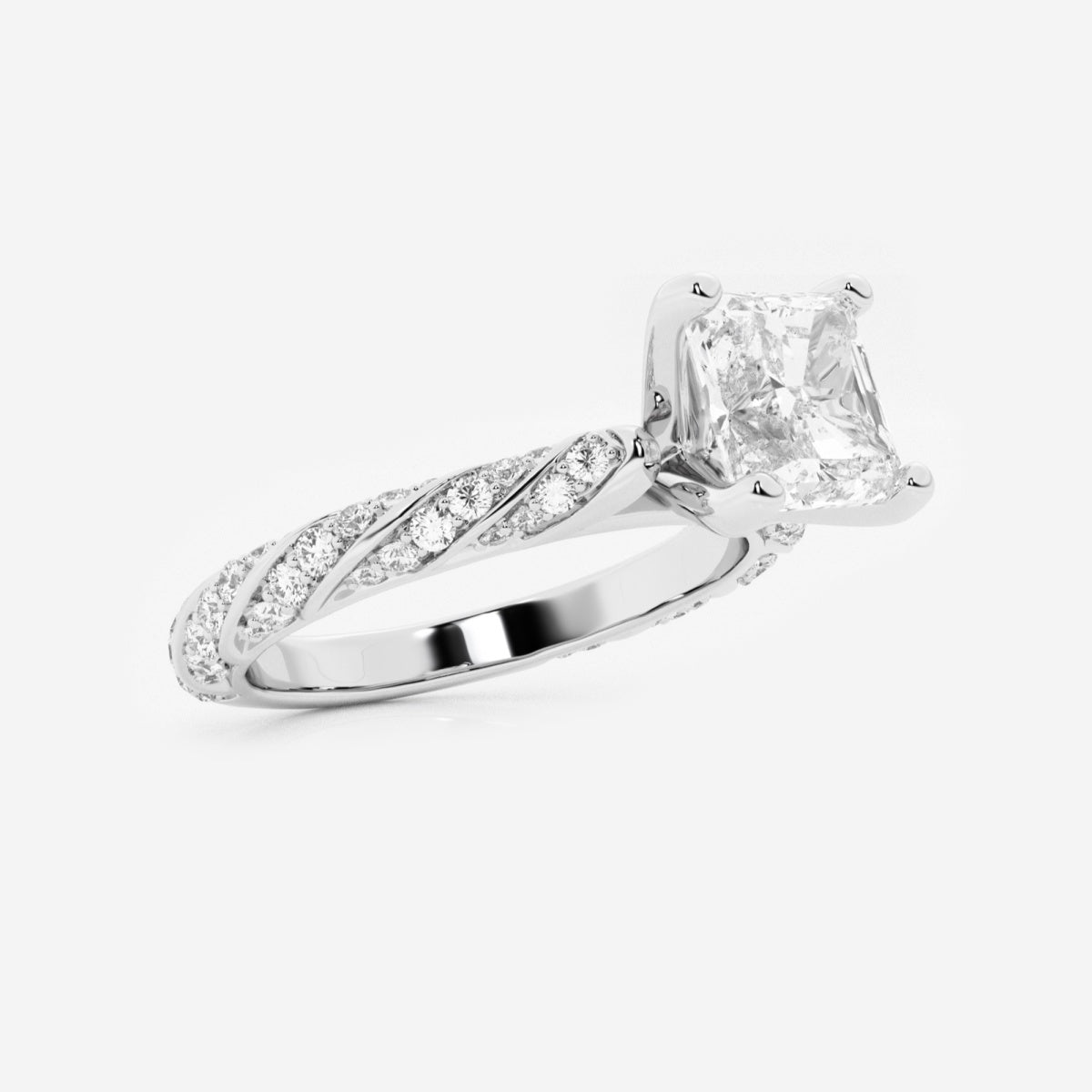 Lila - Ribbon Side Stones Engagement Ring