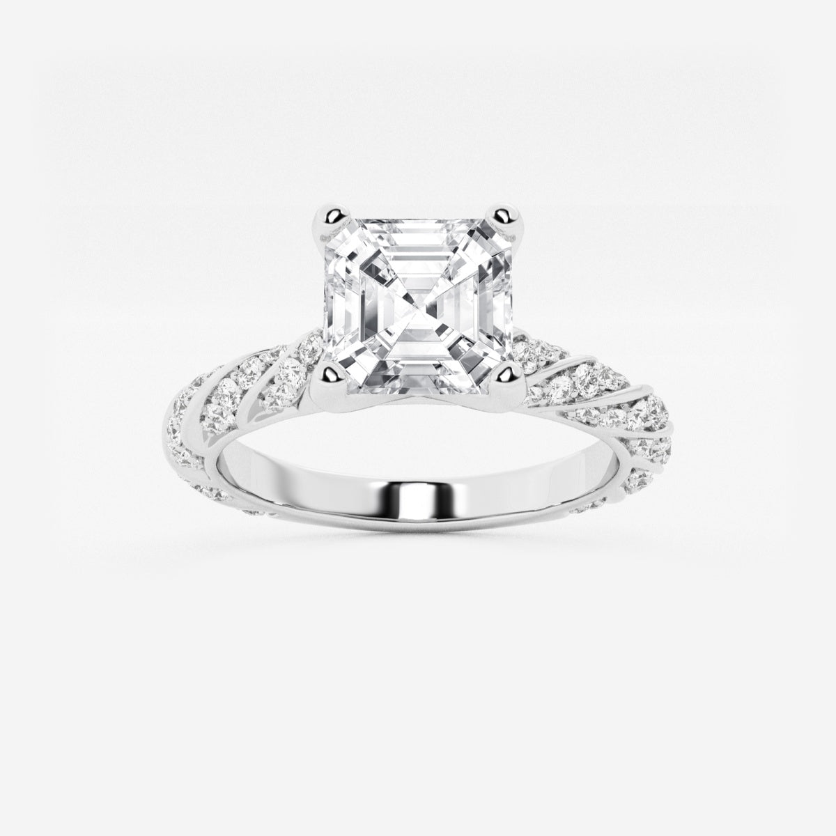 Lila - Ribbon Side Stones Engagement Ring