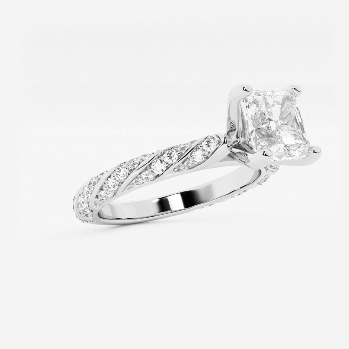 Lila - Ribbon Side Stones Engagement Ring