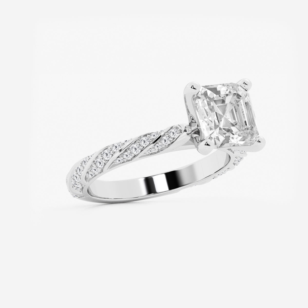 Lila - Ribbon Side Stones Engagement Ring