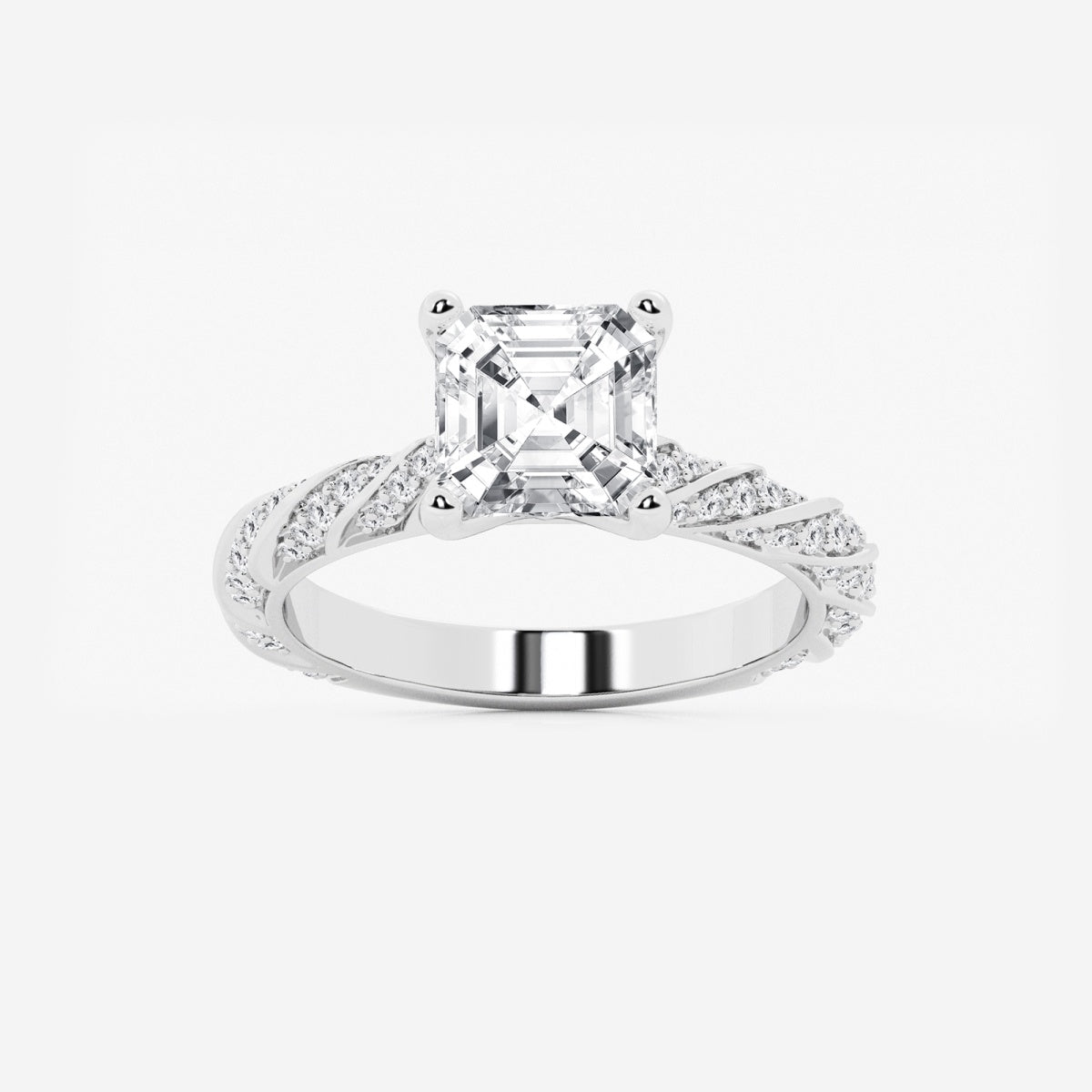 Lila - Ribbon Side Stones Engagement Ring
