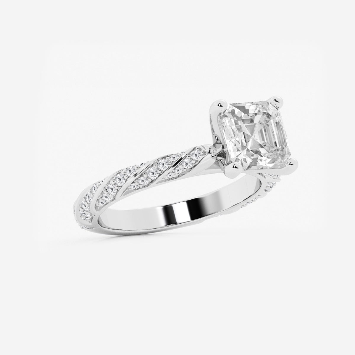 Lila - Ribbon Side Stones Engagement Ring