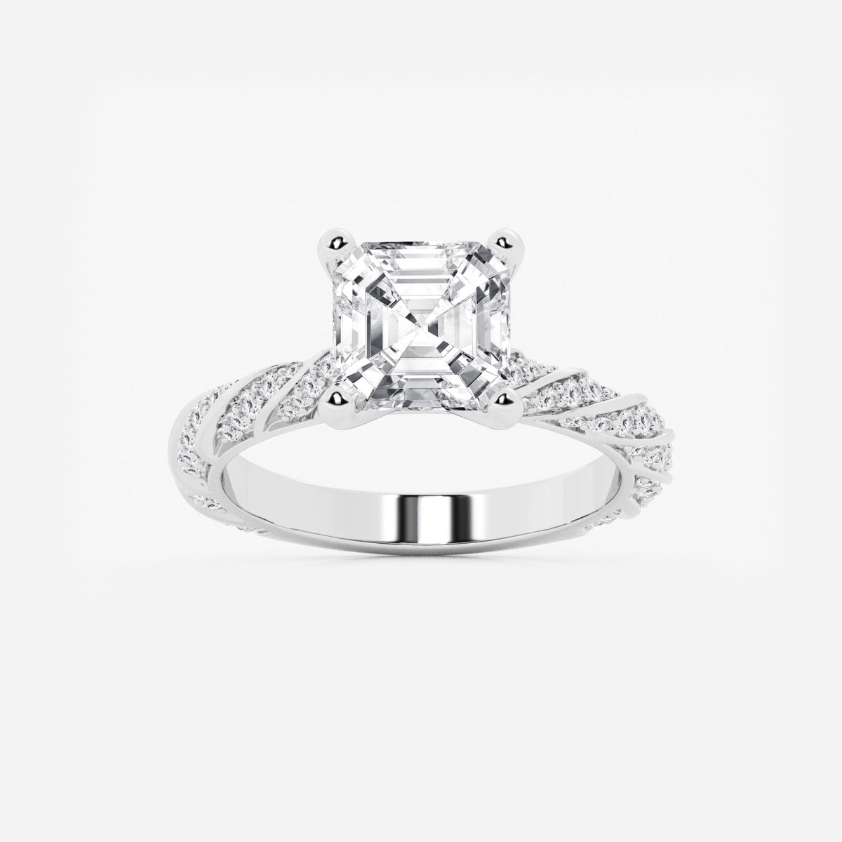 Lila - Ribbon Side Stones Engagement Ring