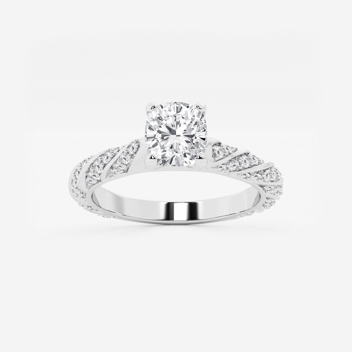 Lila - Ribbon Side Stones Engagement Ring