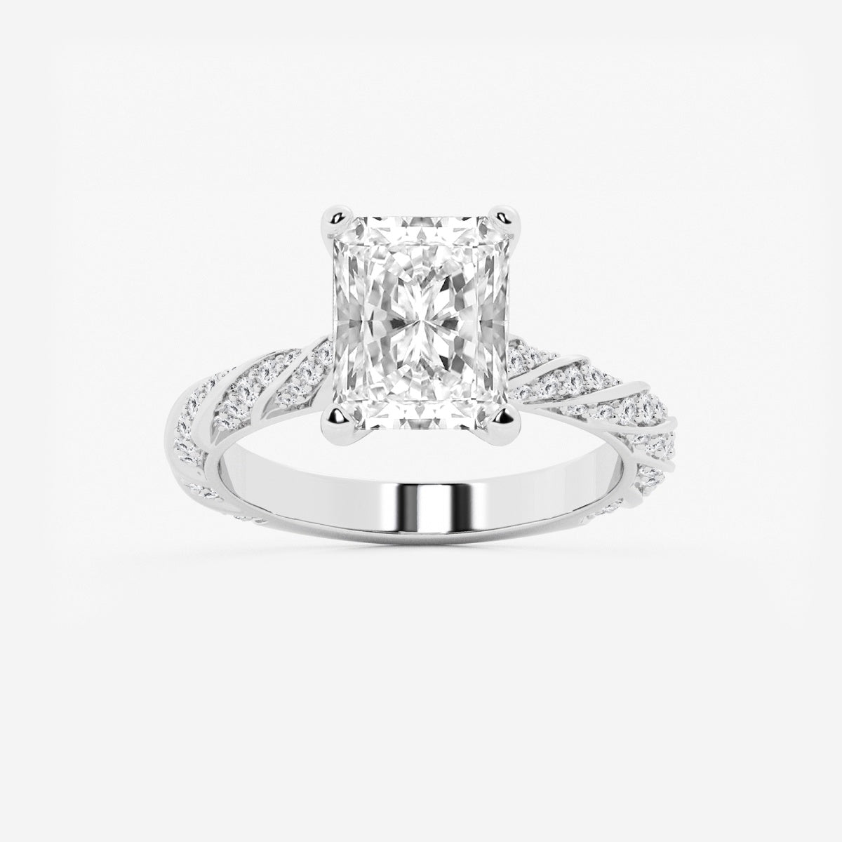 Lila - Ribbon Side Stones Engagement Ring