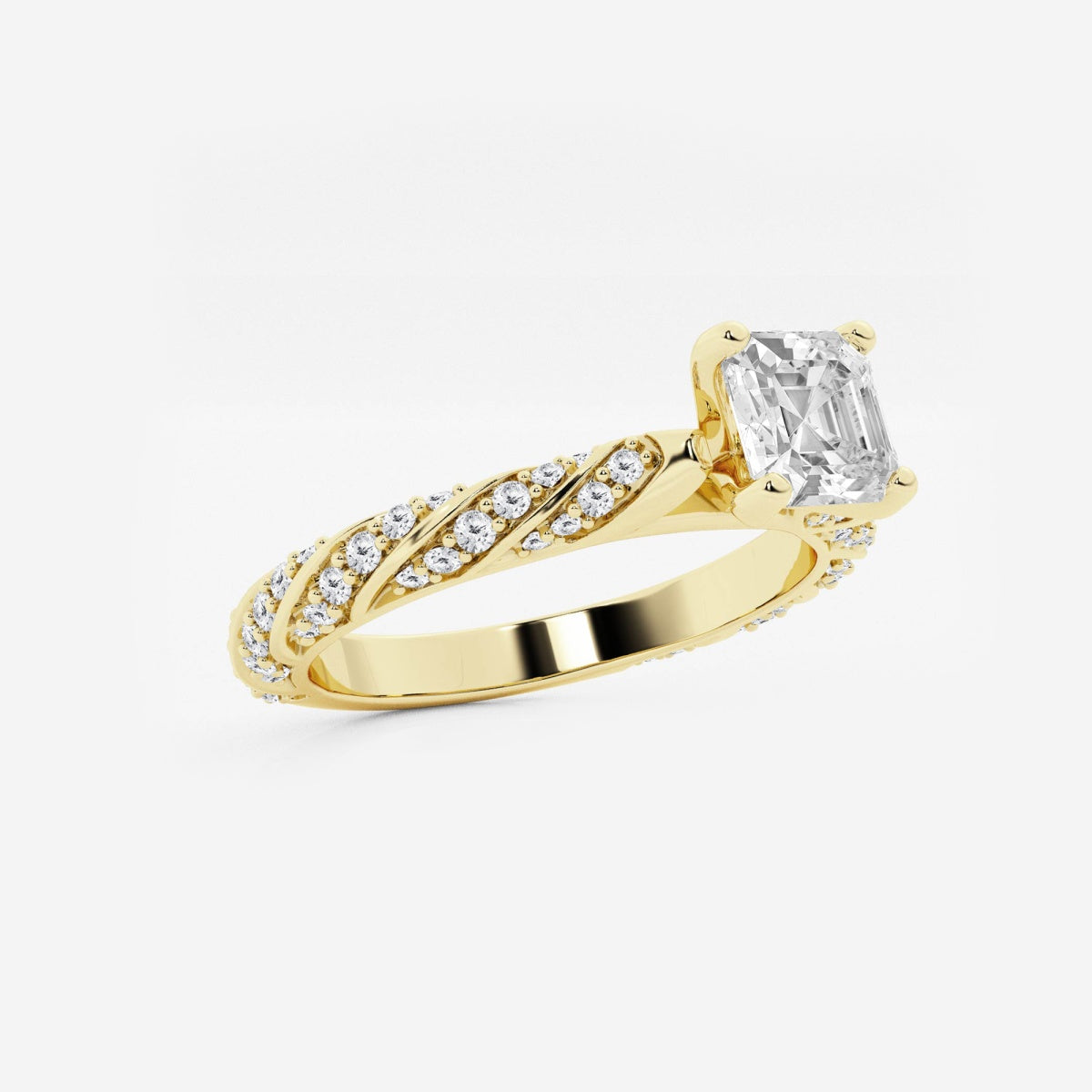 Lila - Ribbon Side Stones Engagement Ring