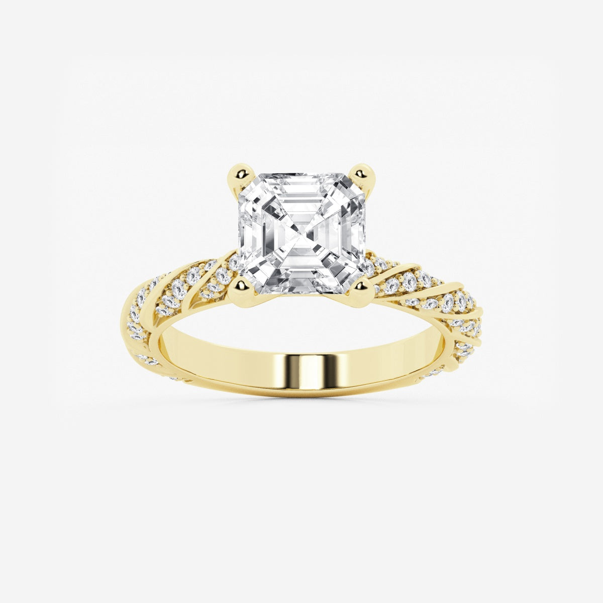 Lila - Ribbon Side Stones Engagement Ring