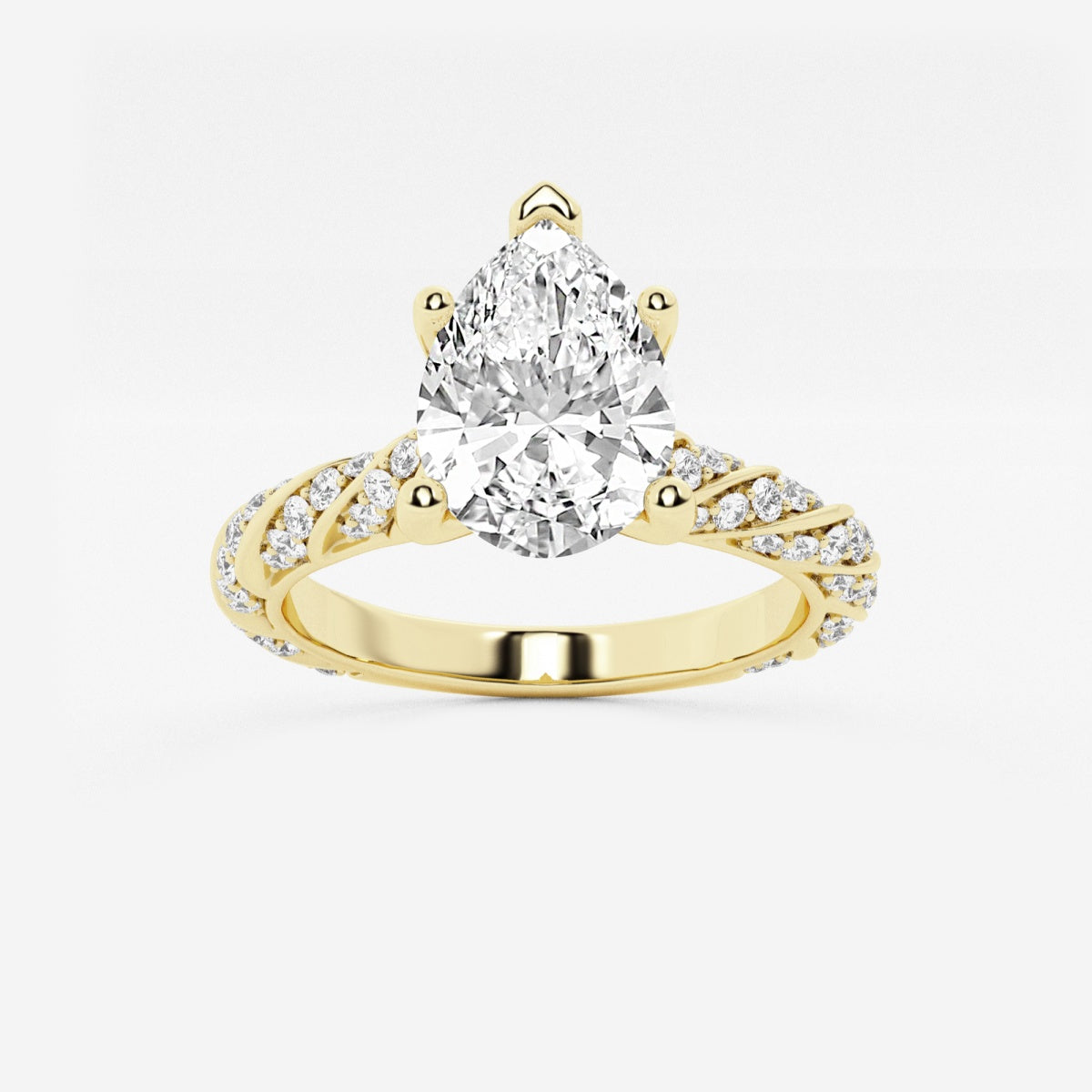 Lila - Ribbon Side Stones Engagement Ring