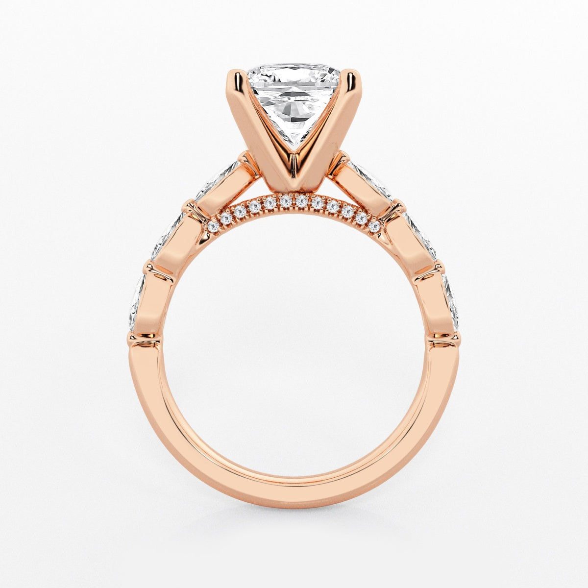 Mila - Floating Side Stones Engagement Ring