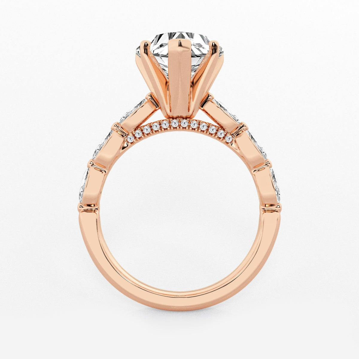 Mila - Floating Side Stones Engagement Ring