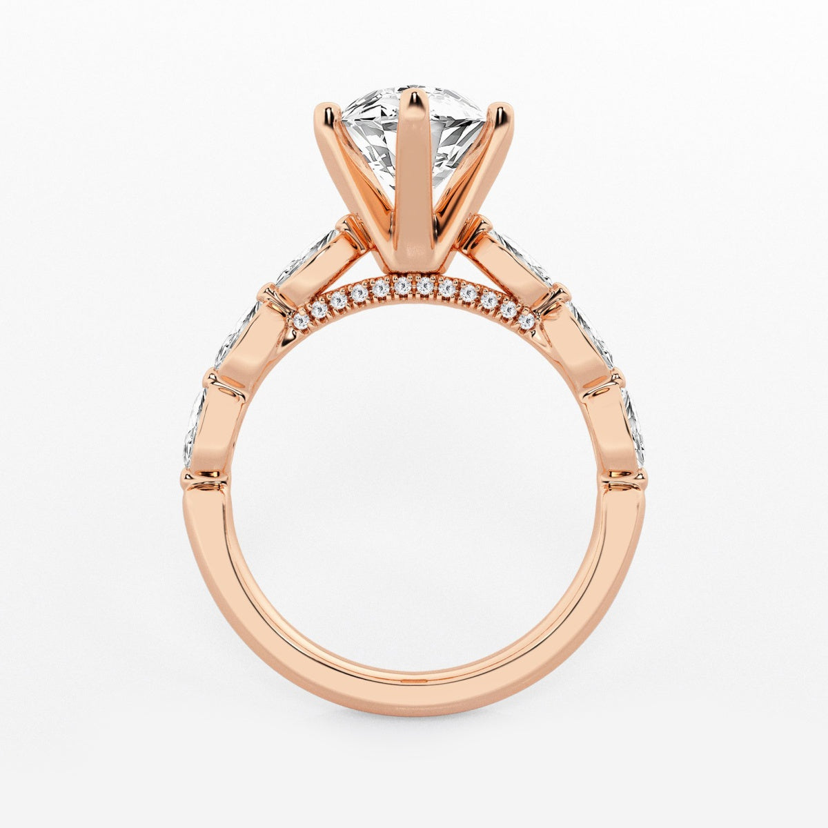 Mila - Floating Side Stones Engagement Ring