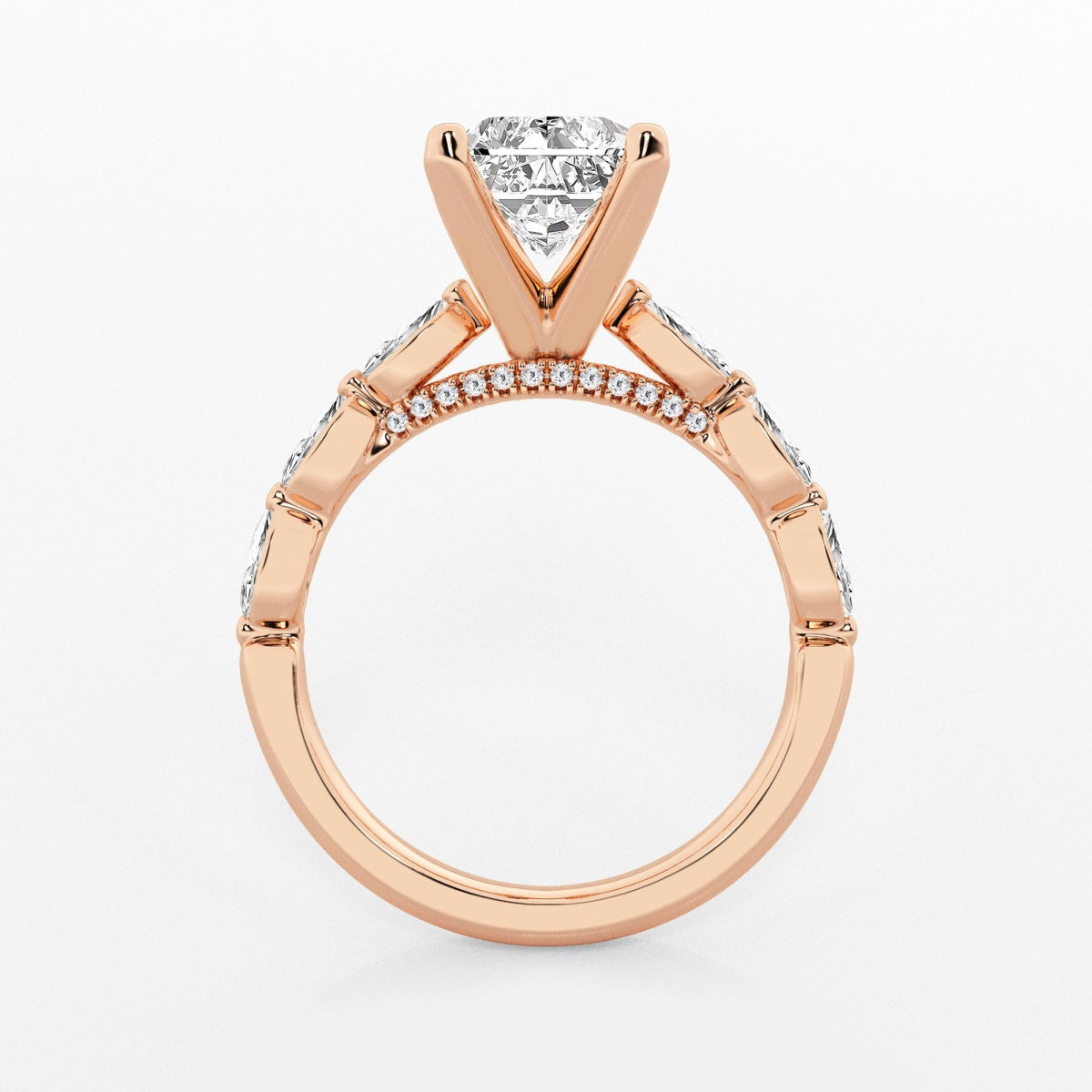 Mila - Floating Side Stones Engagement Ring