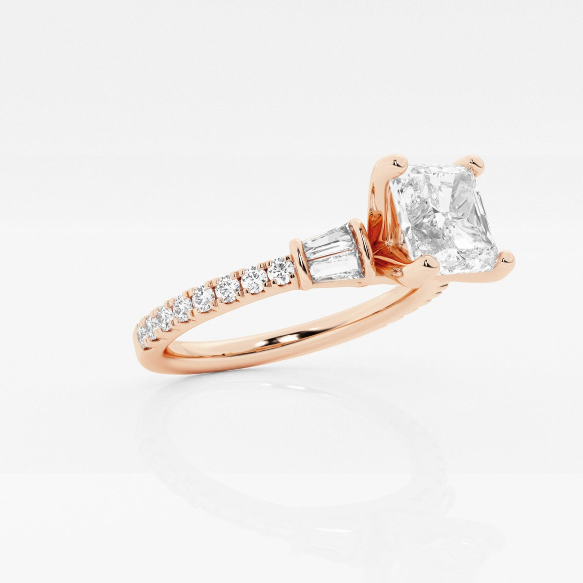 Naomi - Double Baguette Side Stones Engagement Ring