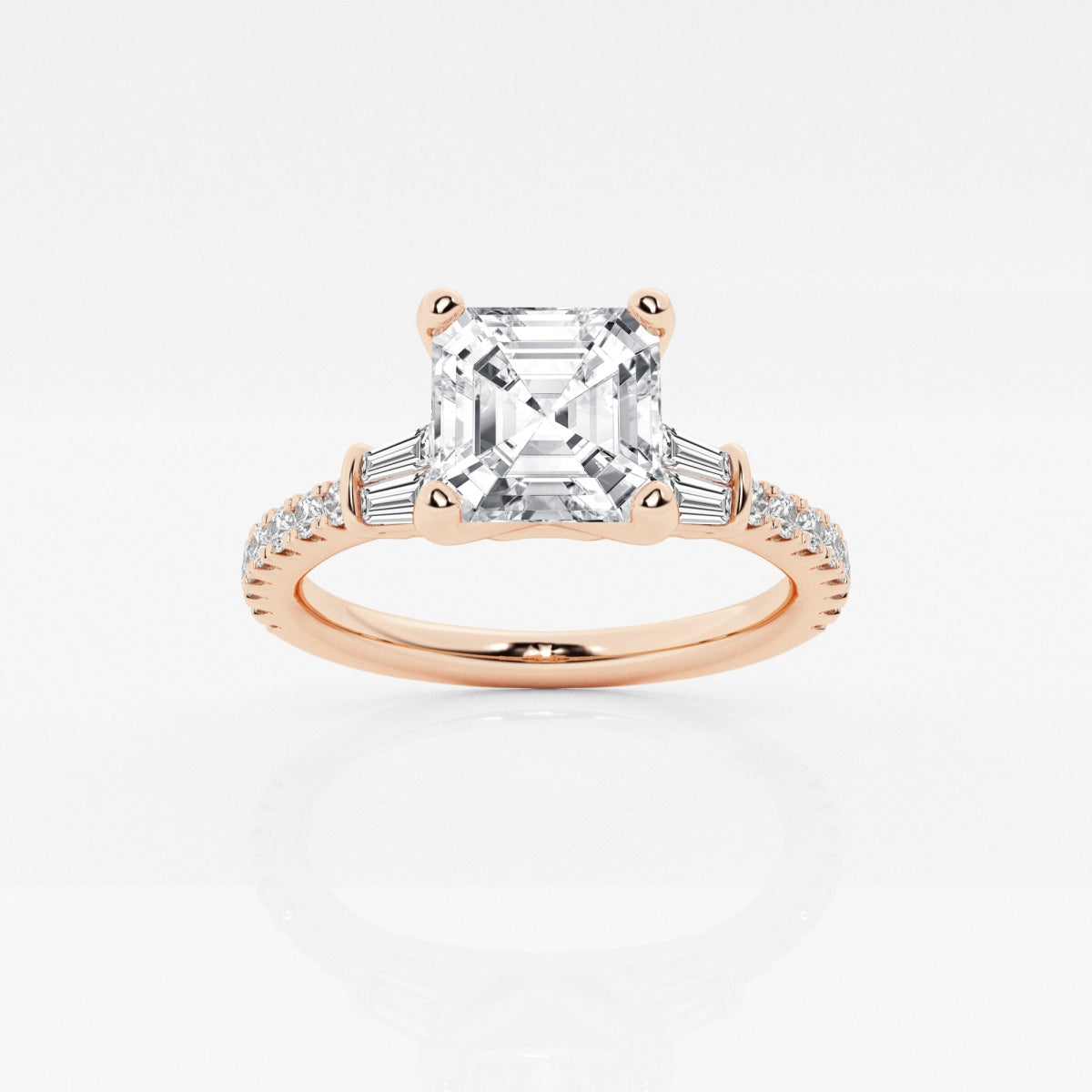 Naomi - Double Baguette Side Stones Engagement Ring