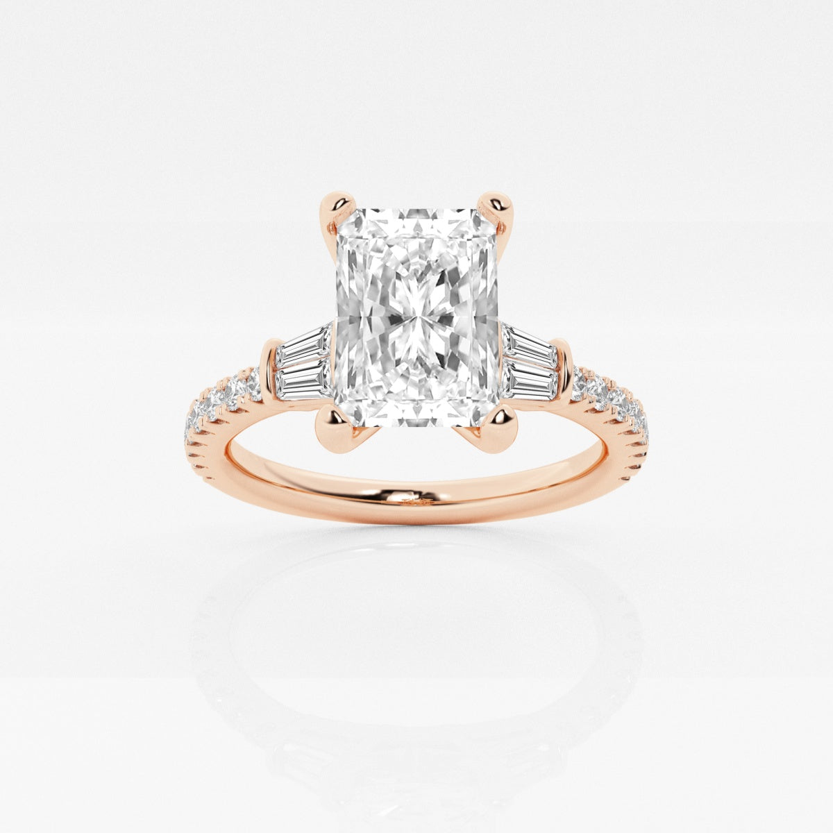 Naomi - Double Baguette Side Stones Engagement Ring