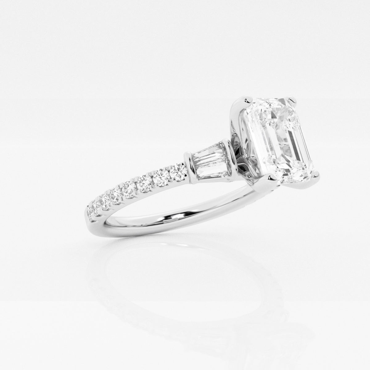 Naomi - Double Baguette Side Stones Engagement Ring