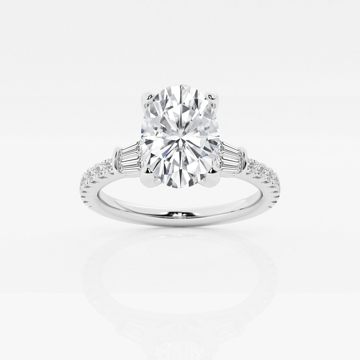 Naomi - Double Baguette Side Stones Engagement Ring