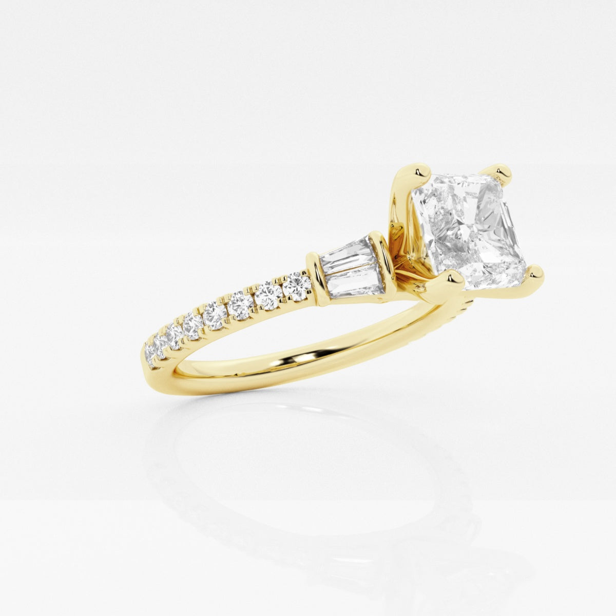 Naomi - Double Baguette Side Stones Engagement Ring