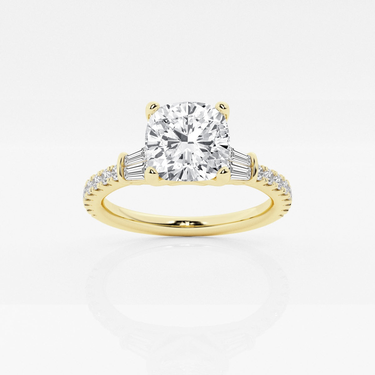 Naomi - Double Baguette Side Stones Engagement Ring