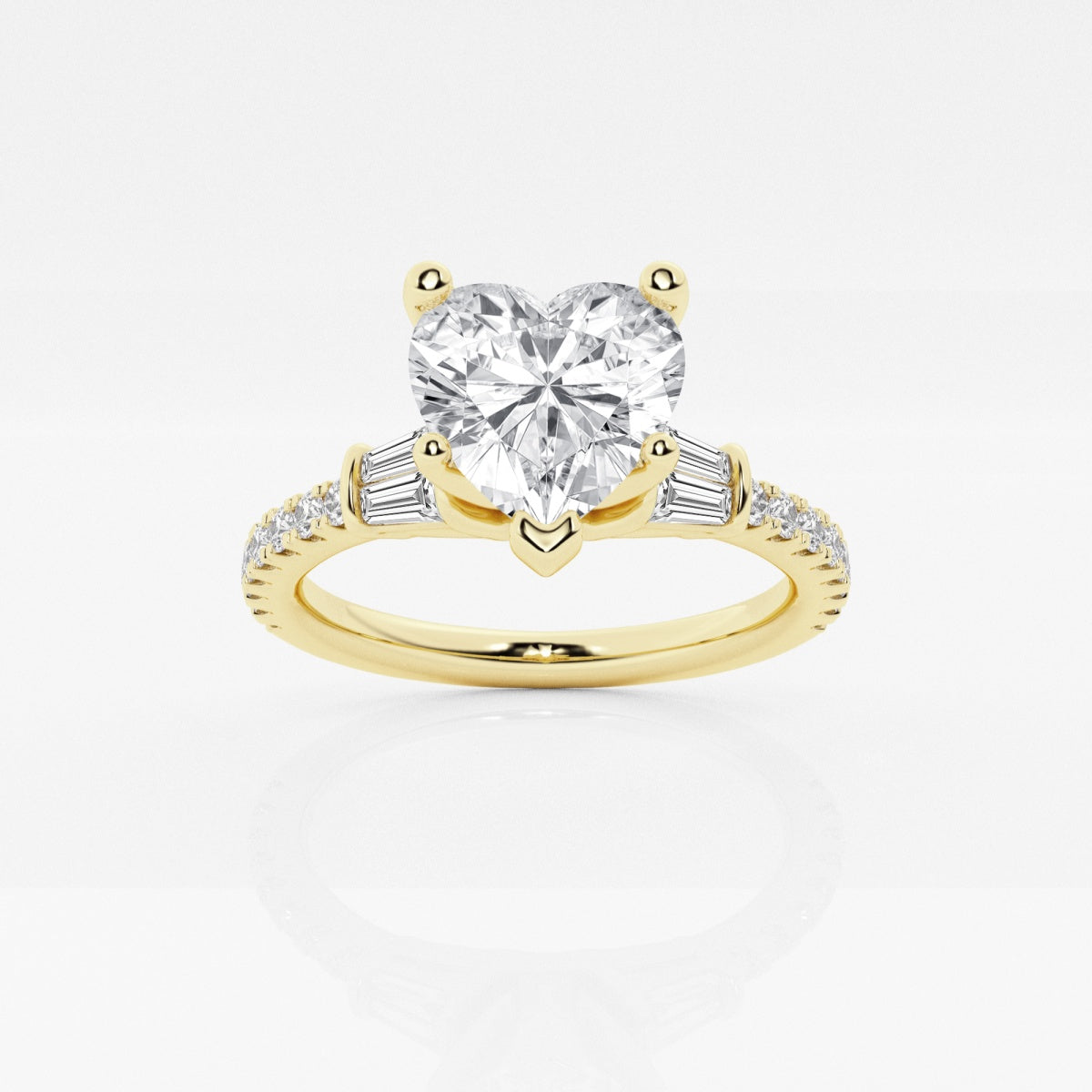 Naomi - Double Baguette Side Stones Engagement Ring